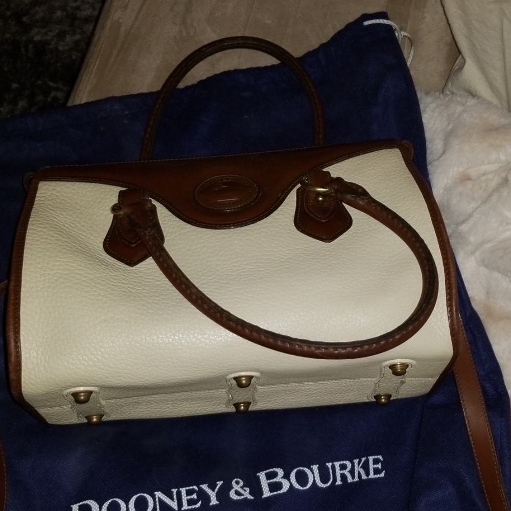 Dooney and Bourke cream and tan satchel